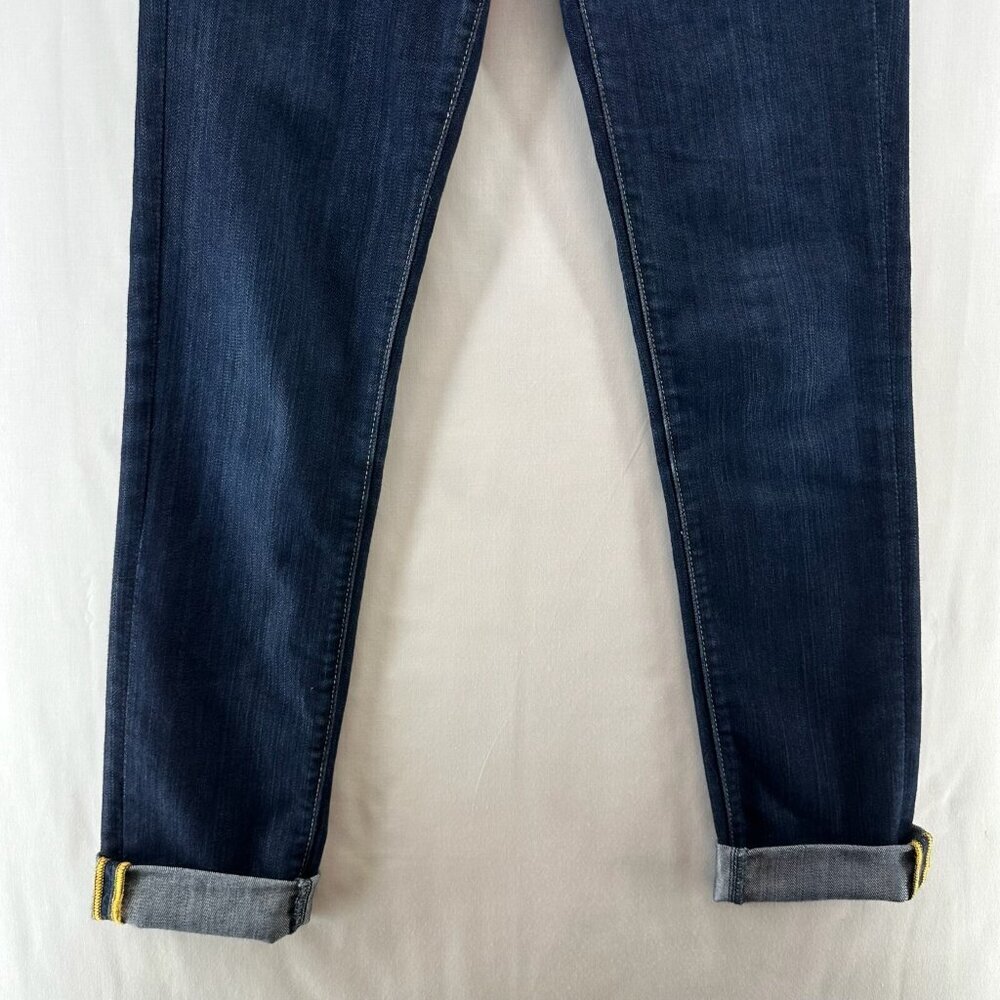 Fidelity Jeans Womens Sz 28 Skinny Ankle Cuffed Dark Washed Denim Blue - Picture 4 of 12